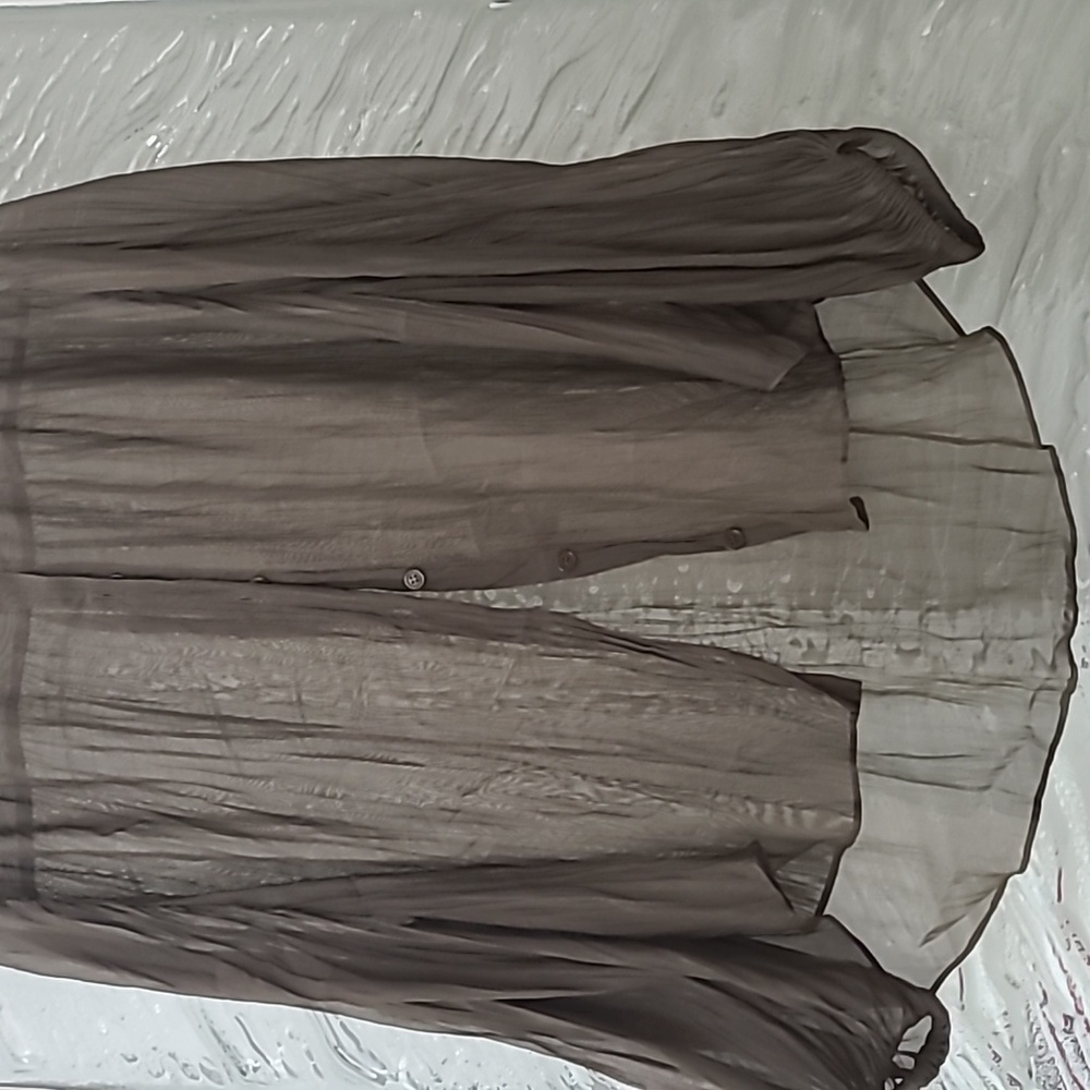 Zara Sheer Mocha Blouse Size XL - Picture 4 of 5